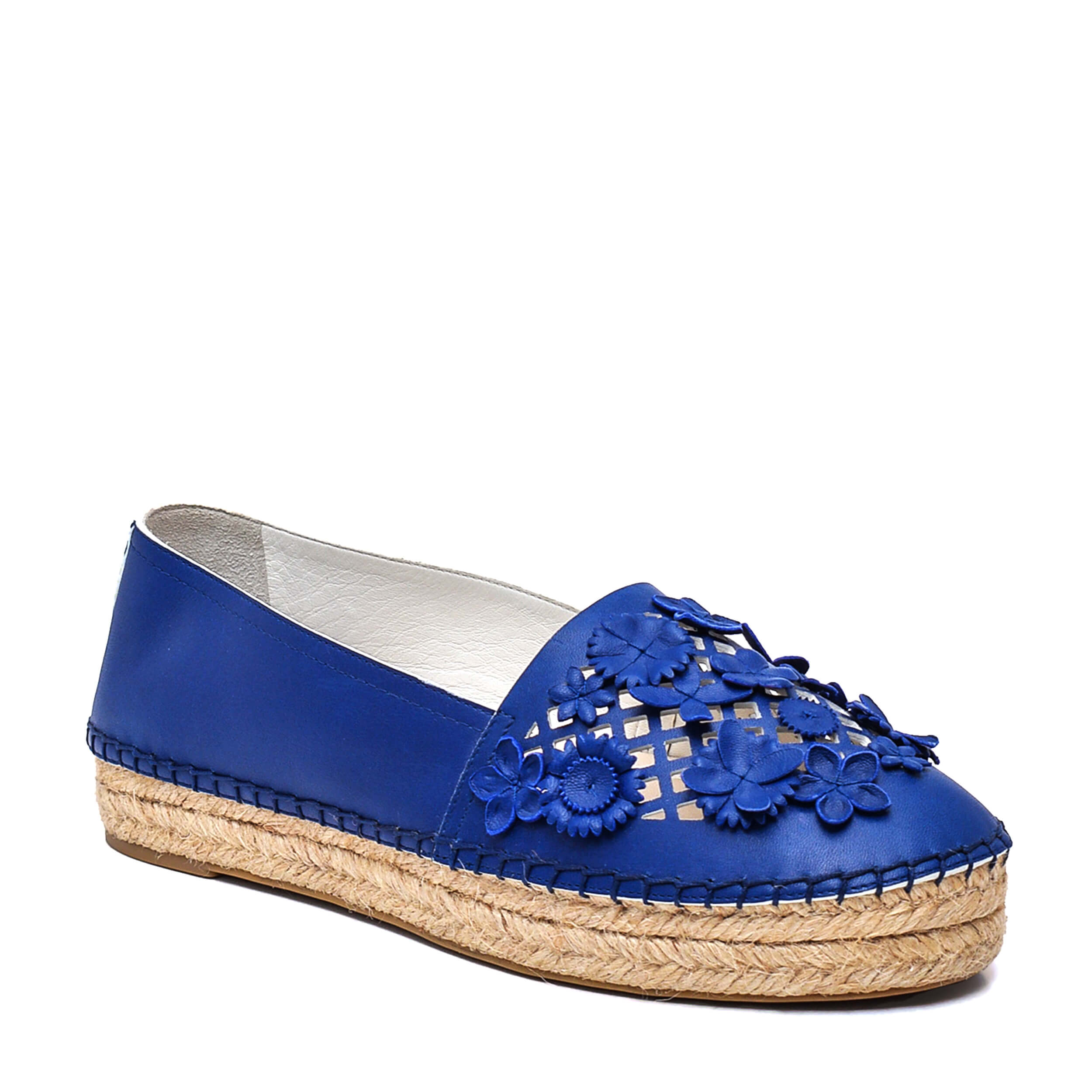 Christian Dior - Navy Blue Leather Floral Espadrilles /37